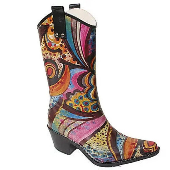 Nomad Turquoise Monet Yippy Rubber Rain Boots in Size 7 - Picture 1 of 11
